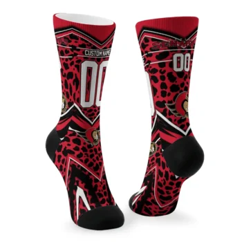 Ottawa Senators Socks Customized Leopard Print Red Black Fashion Forward