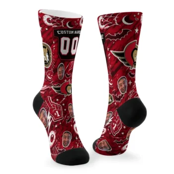 Ottawa Senators Socks Personalized Scattered Icons Red Fashion Forward