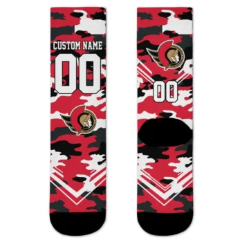 Ottawa Senators Socks Personalized Woodland Camo Red Best Selling