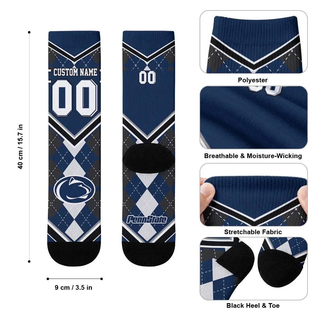 Penn State Nittany Lions Socks Personalized Argyle Pattern Blue High Quality Penn State Nittany Lions Socks Personalized Argyle Pattern Blue High Quality