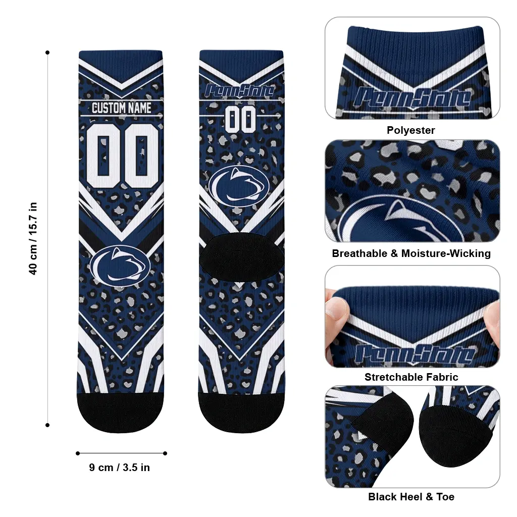 Penn State Nittany Lions Socks Personalized Leopard Print Blue Black High Quality Penn State Nittany Lions Socks Personalized Leopard Print Blue Black High Quality