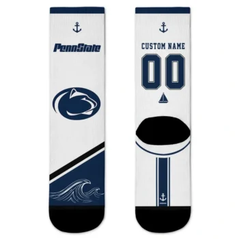Penn State Nittany Lions Socks Personalized Nautical Icons Blue White Best Selling
