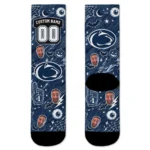 Penn State Nittany Lions Socks Personalized Scattered Icons Blue Best Selling