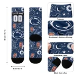 Penn State Nittany Lions Socks Personalized Scattered Icons Blue Best Selling