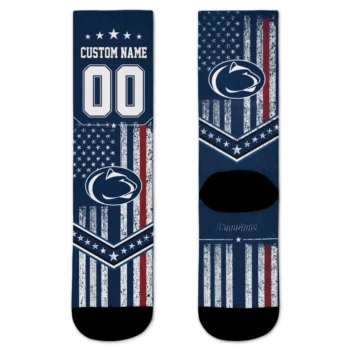Penn State Nittany Lions Socks Personalized Star Stripes Blue White Best Selling