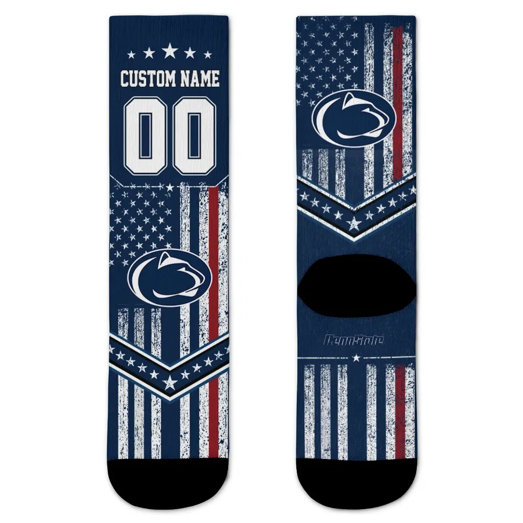 Penn State Nittany Lions Socks Personalized Star Stripes Blue White Best Selling Penn State Nittany Lions Socks Personalized Star Stripes Blue White Best Selling