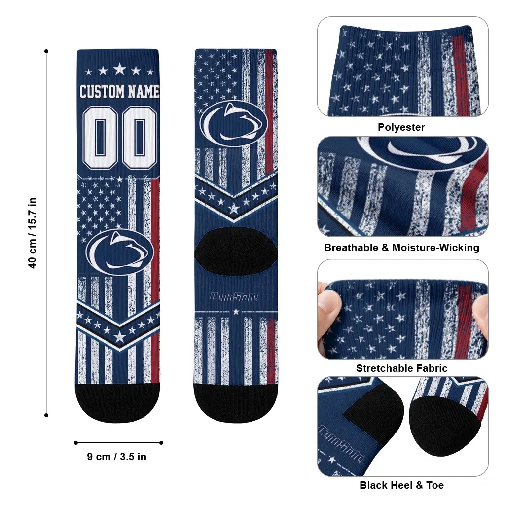 Penn State Nittany Lions Socks Personalized Star Stripes Blue White High Quality Penn State Nittany Lions Socks Personalized Star Stripes Blue White High Quality