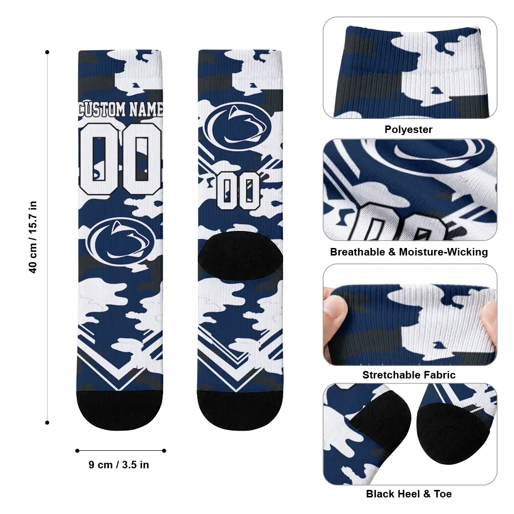 Penn State Nittany Lions Socks Personalized Woodland Camo Blue High Quality Penn State Nittany Lions Socks Personalized Woodland Camo Blue High Quality
