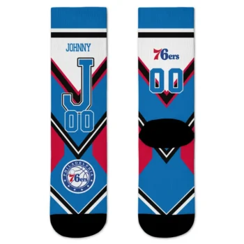 Philadelphia 76ers Socks Custom Arrow Blocks Blue Best Selling