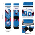 Philadelphia 76ers Socks Custom Arrow Blocks Blue Best Selling