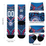 Philadelphia 76ers Socks Custom Leopard Print Blue Black Best Selling