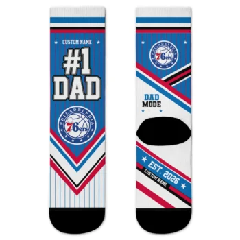 Philadelphia 76ers Socks - Custom Pinstripe Chevron Blue White