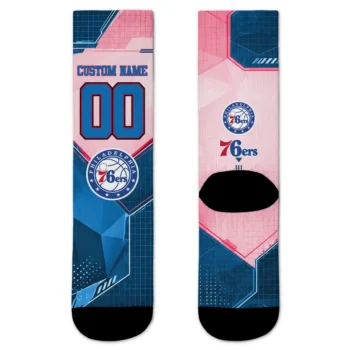 Philadelphia 76ers Socks Customized Geometric Tech Blue Best Selling
