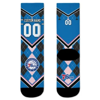 Philadelphia 76ers Socks Personalized Argyle Pattern Blue Best Selling