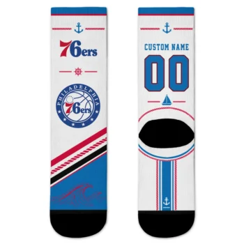 Philadelphia 76ers Socks - Personalized Nautical Icons Blue White