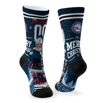 Philadelphia 76ers Socks Personalized Snowy Scene Blue White Fashion Forward