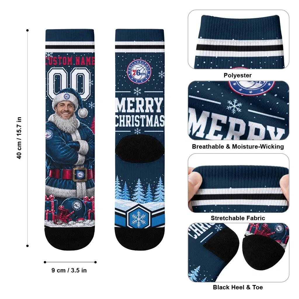 Philadelphia 76ers Socks Personalized Snowy Scene Blue White High Quality Philadelphia 76ers Socks Personalized Snowy Scene Blue White High Quality