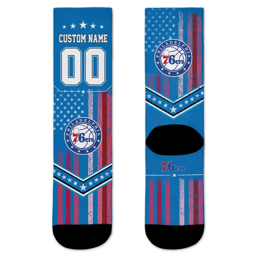 Philadelphia 76ers Socks Personalized Star Stripes Blue White Best Selling Philadelphia 76ers Socks Personalized Star Stripes Blue White Best Selling
