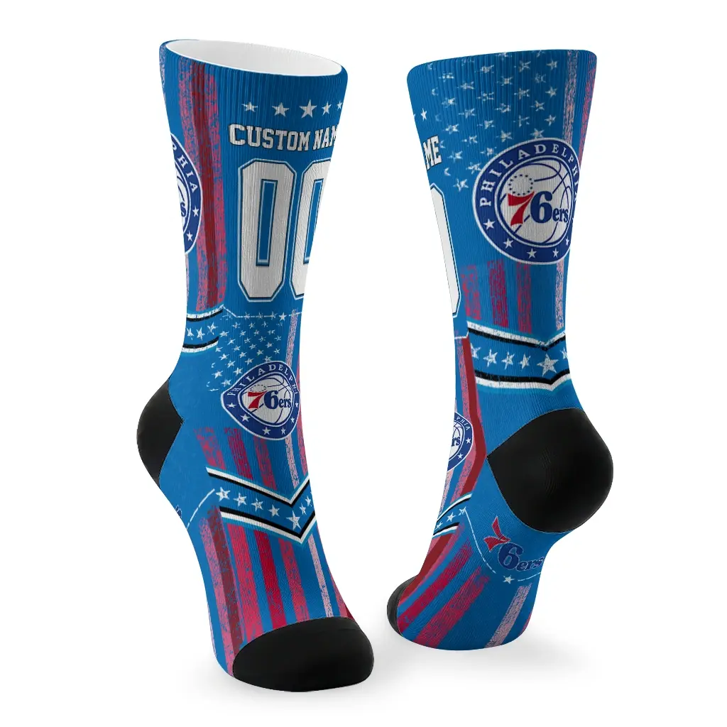 Philadelphia 76ers Socks Personalized Star Stripes Blue White Fashion Forward Philadelphia 76ers Socks Personalized Star Stripes Blue White Fashion Forward