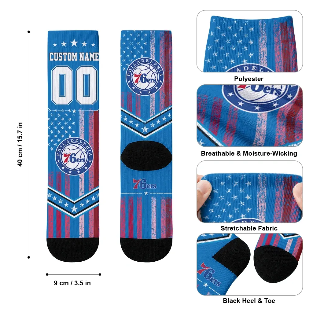 Philadelphia 76ers Socks Personalized Star Stripes Blue White High Quality Philadelphia 76ers Socks Personalized Star Stripes Blue White High Quality