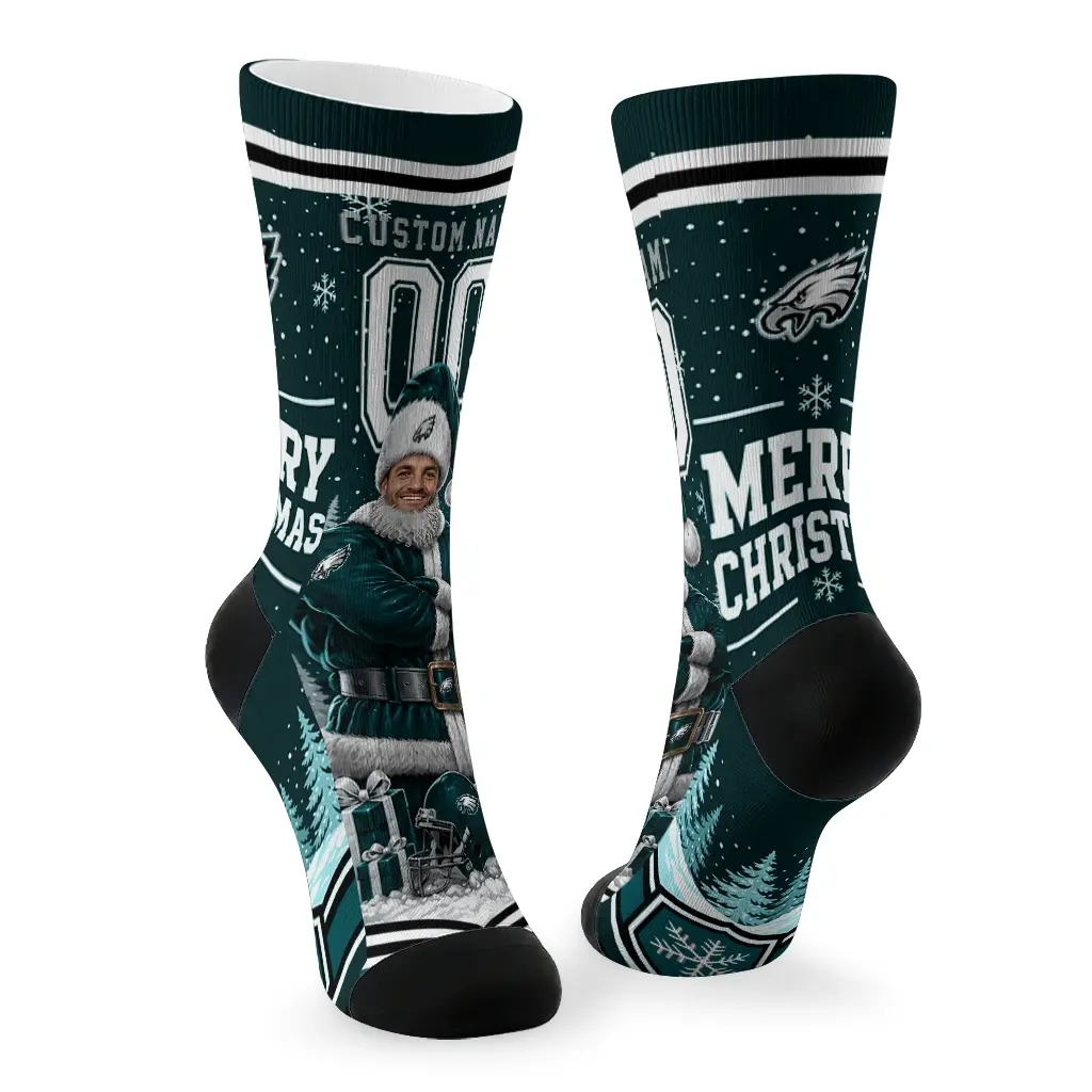 Philadelphia Eagles Socks Custom Snowy Scene Green White Fashion Forward Philadelphia Eagles Socks Custom Snowy Scene Green White Fashion Forward