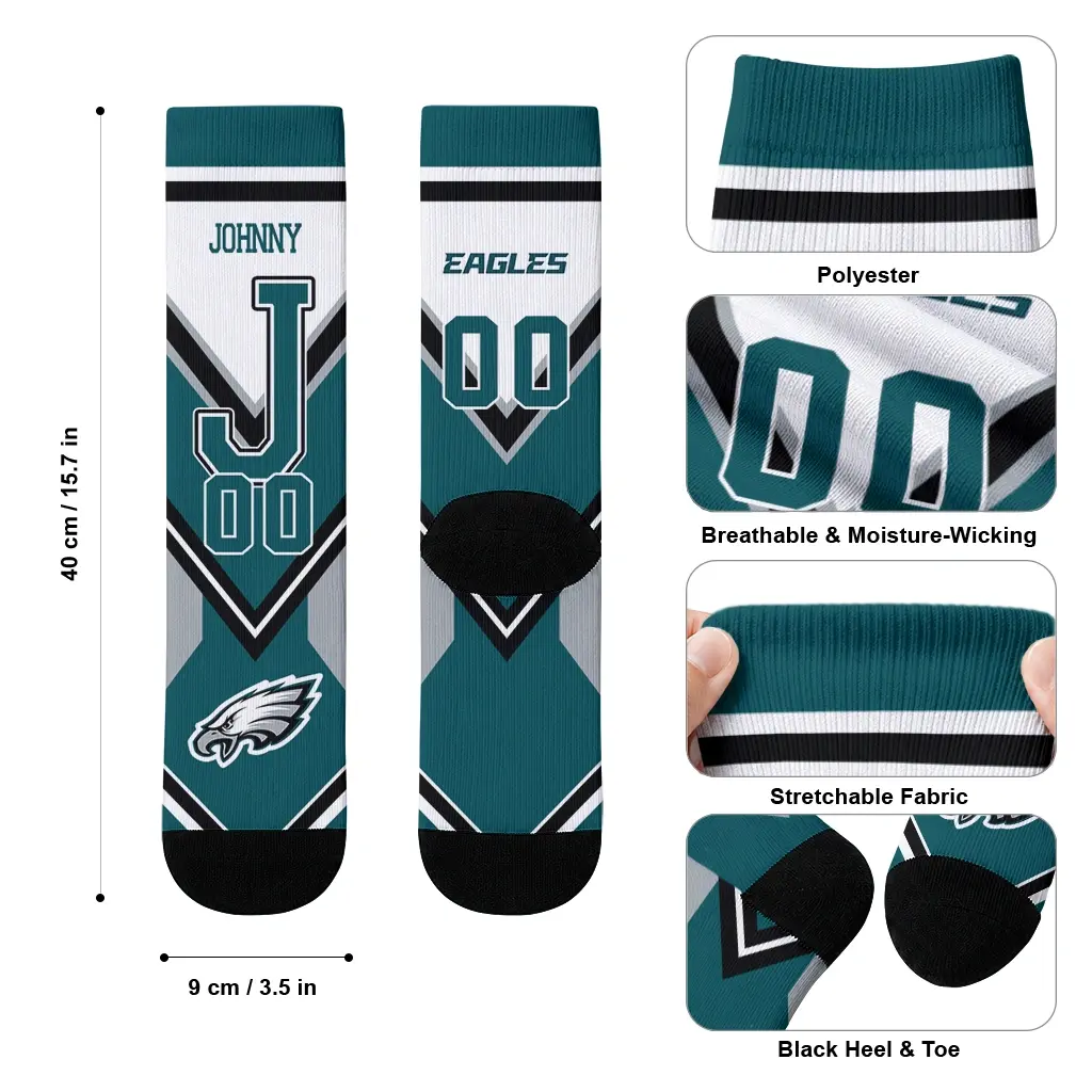 Philadelphia Eagles Socks Customized Arrow Blocks Green High Quality Philadelphia Eagles Socks Customized Arrow Blocks Green High Quality