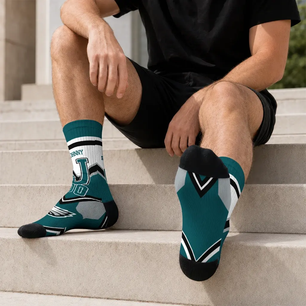 Philadelphia Eagles Socks Customized Arrow Blocks Green Latest Model Philadelphia Eagles Socks Customized Arrow Blocks Green Latest Model