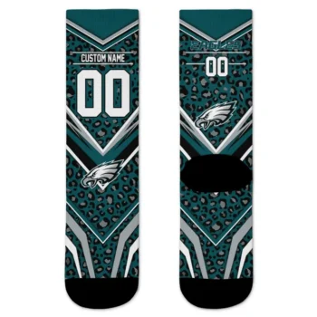 Philadelphia Eagles Socks Customized Leopard Print Green Black Best Selling