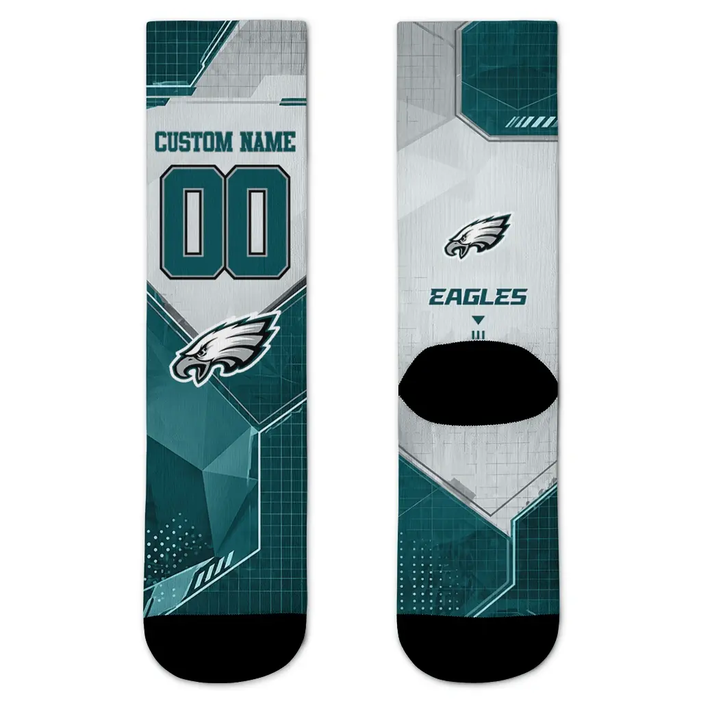 Philadelphia Eagles Socks Personalized Geometric Tech Green Best Selling Philadelphia Eagles Socks Personalized Geometric Tech Green Best Selling
