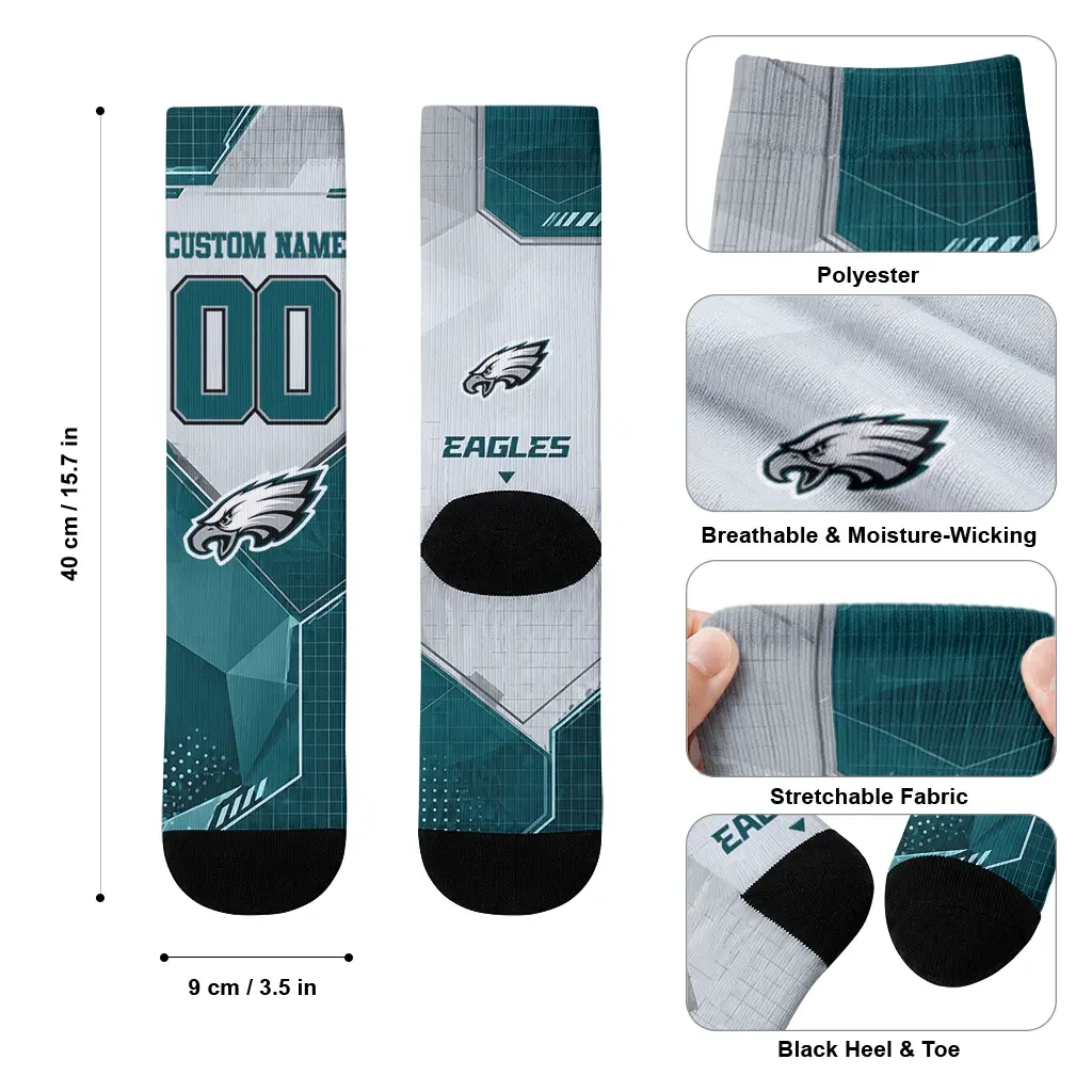 Philadelphia Eagles Socks Personalized Geometric Tech Green High Quality Philadelphia Eagles Socks Personalized Geometric Tech Green High Quality