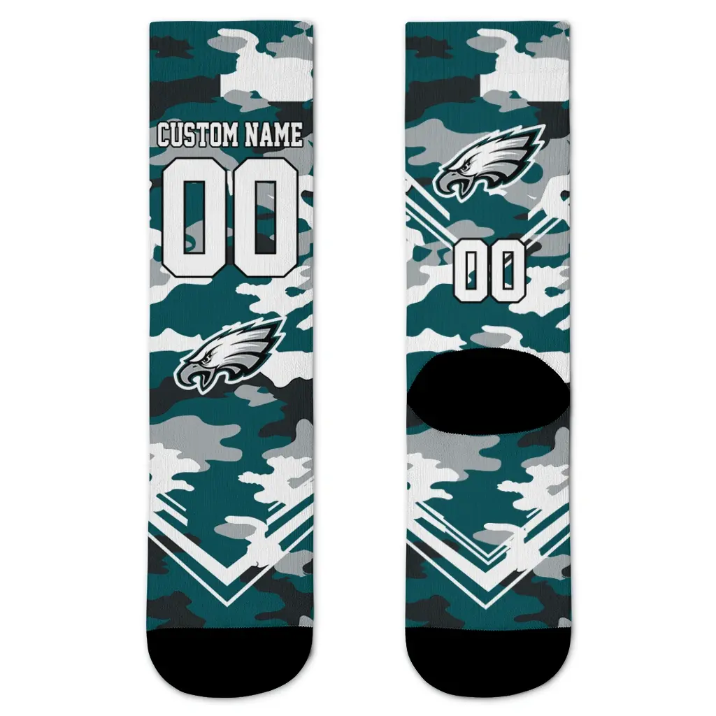Philadelphia Eagles Socks Personalized Woodland Camo Green Best Selling Philadelphia Eagles Socks Personalized Woodland Camo Green Best Selling