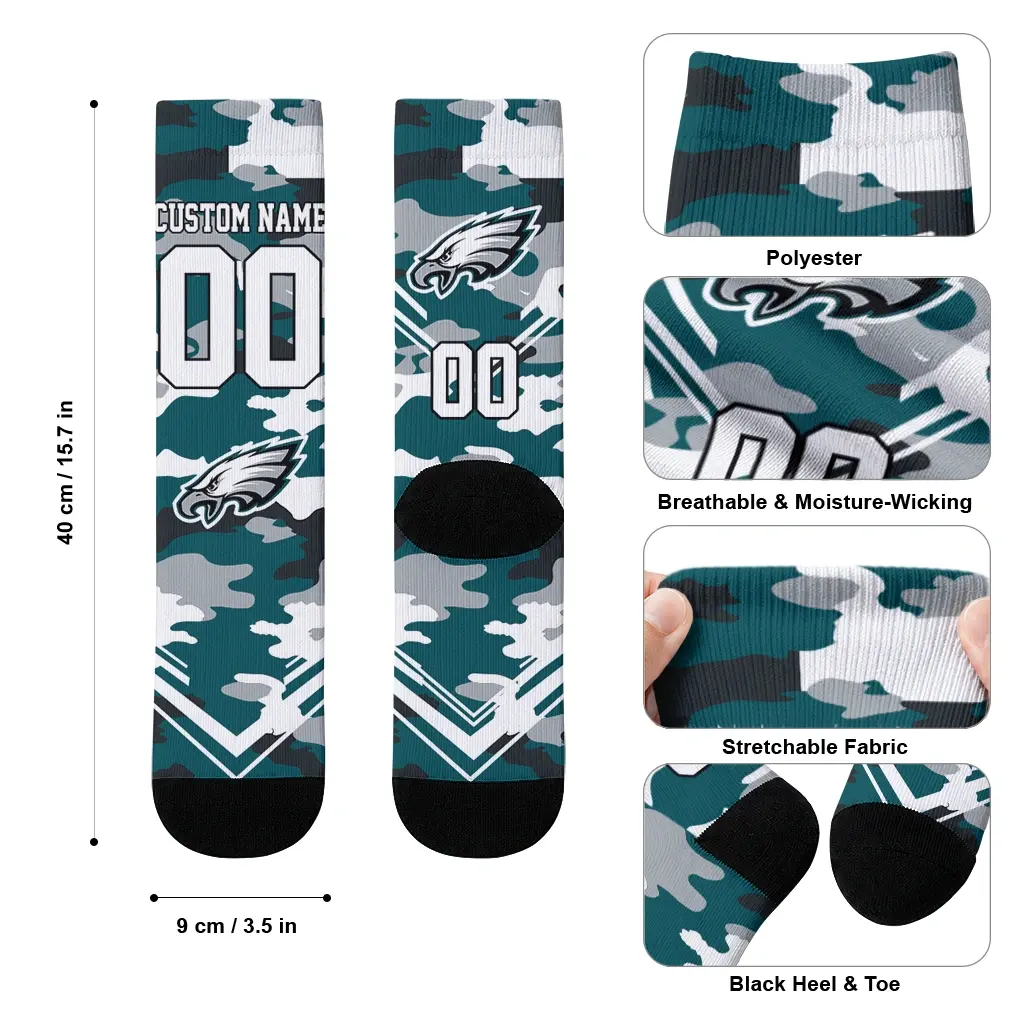 Philadelphia Eagles Socks Personalized Woodland Camo Green High Quality Philadelphia Eagles Socks Personalized Woodland Camo Green High Quality