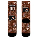 Philadelphia Flyers Socks Custom Scattered Icons Orange Best Selling