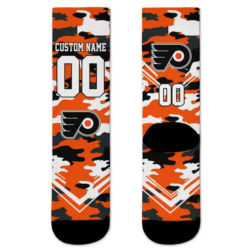 Philadelphia Flyers Socks Custom Woodland Camo Orange Best Selling Philadelphia Flyers Socks Custom Woodland Camo Orange Best Selling