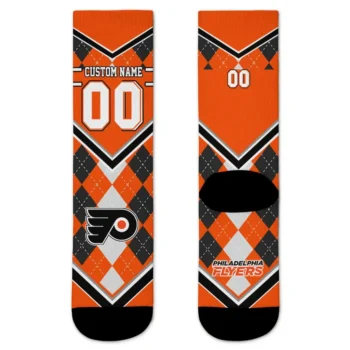 Philadelphia Flyers Socks Customized Argyle Pattern Orange Best Selling