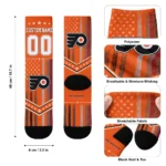 Philadelphia Flyers Socks Customized Star Stripes Orange White Best Selling