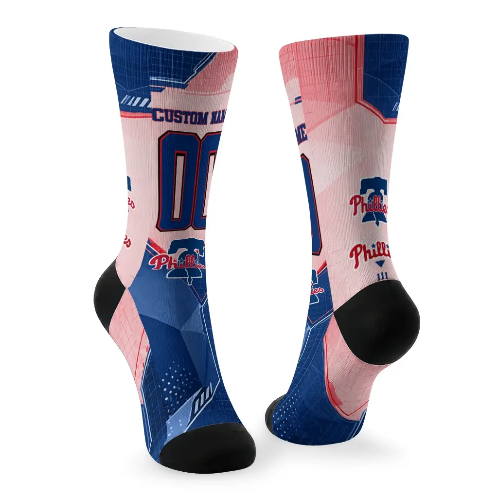 Philadelphia Phillies Socks Custom Geometric Tech Blue Fashion Forward Philadelphia Phillies Socks Custom Geometric Tech Blue Fashion Forward