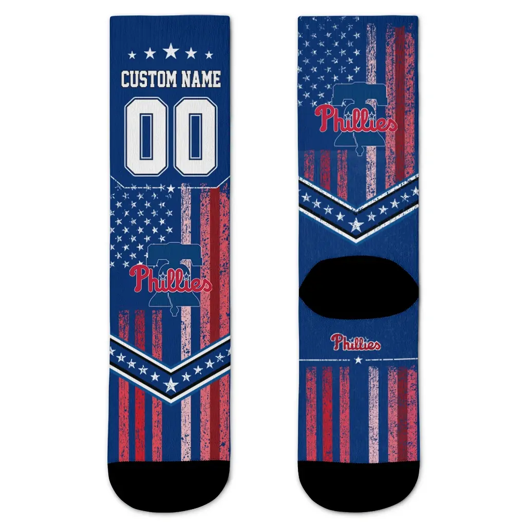 Philadelphia Phillies Socks Customized Star Stripes Blue White Best Selling Philadelphia Phillies Socks Customized Star Stripes Blue White Best Selling