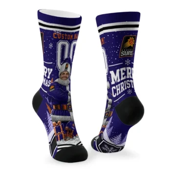 Phoenix Suns Socks Custom Snowy Scene Purple White Fashion Forward