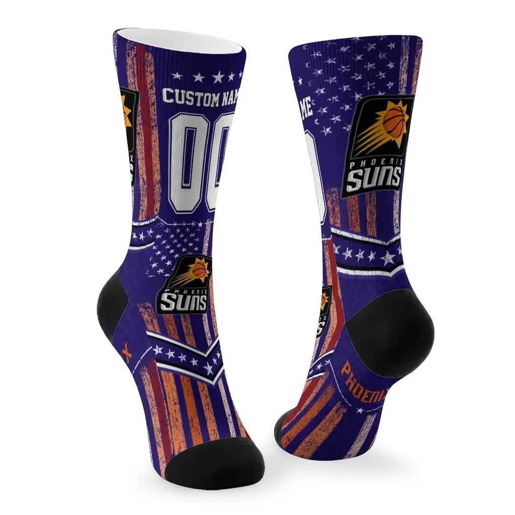 Phoenix Suns Socks Custom Star Stripes Purple White Fashion Forward Phoenix Suns Socks Custom Star Stripes Purple White Fashion Forward