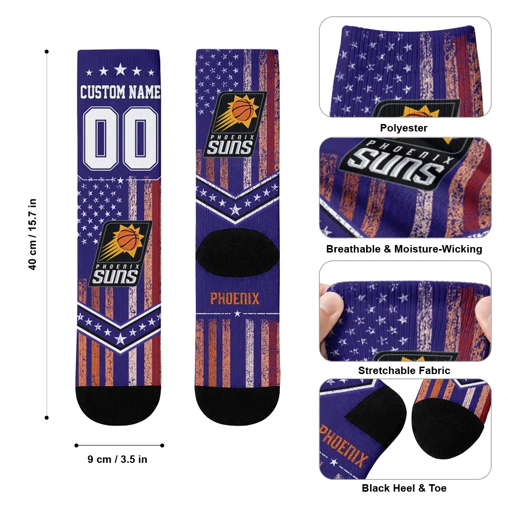 Phoenix Suns Socks Custom Star Stripes Purple White High Quality Phoenix Suns Socks Custom Star Stripes Purple White High Quality