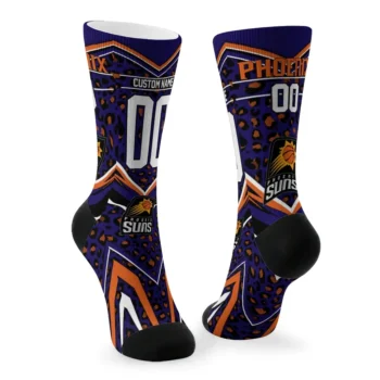 Phoenix Suns Socks Customized Leopard Print Purple Black Fashion Forward