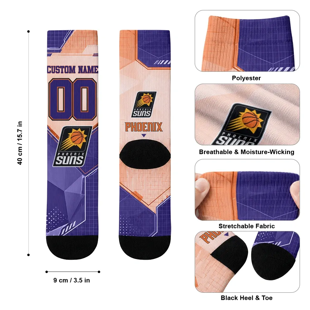 Phoenix Suns Socks Personalized Geometric Tech Purple High Quality Phoenix Suns Socks Personalized Geometric Tech Purple High Quality
