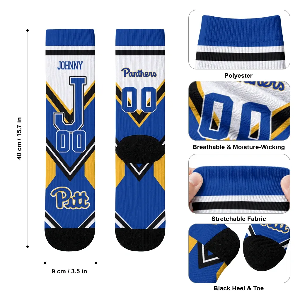 Pittsburgh Panthers Socks Personalized Arrow Blocks Royal Blue High Quality Pittsburgh Panthers Socks Personalized Arrow Blocks Royal Blue High Quality