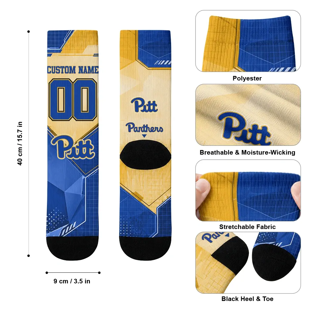 Pittsburgh Panthers Socks Personalized Geometric Tech Royal Blue High Quality Pittsburgh Panthers Socks Personalized Geometric Tech Royal Blue High Quality
