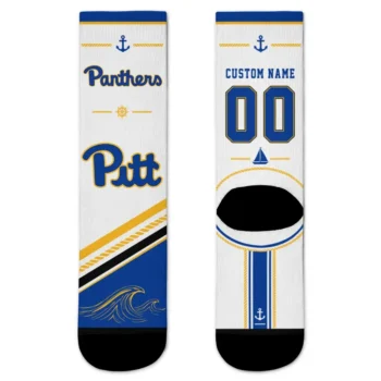 Pittsburgh Panthers Socks Personalized Nautical Icons Royal Blue White Best Selling