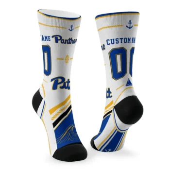 Pittsburgh Panthers Socks Personalized Nautical Icons Royal Blue White Fashion Forward