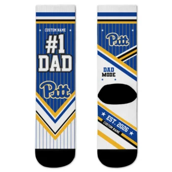 Pittsburgh Panthers Socks Personalized Pinstripe Chevron Royal Blue White Best Selling