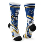 Pittsburgh Panthers Socks Personalized Pinstripe Chevron Royal Blue White Best Selling