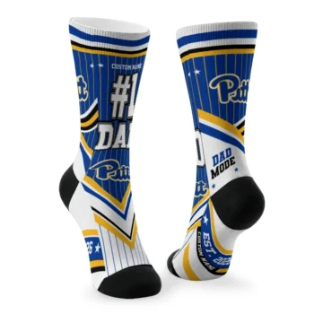 Pittsburgh Panthers Socks Personalized Pinstripe Chevron Royal Blue White Fashion Forward